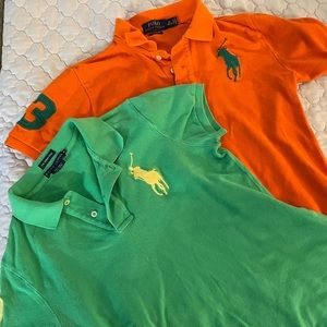 2 skinny polo Ralph Lauren no.3 orange, green youth Medium